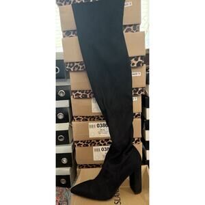Brand New Women's Over The-Knee Boots Black Suede Super Cute Fashion Boots Sz 7